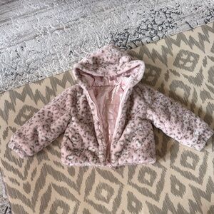 Rothschild Toddler Hooded Faux Fur Pink Leopard reversible Jacket